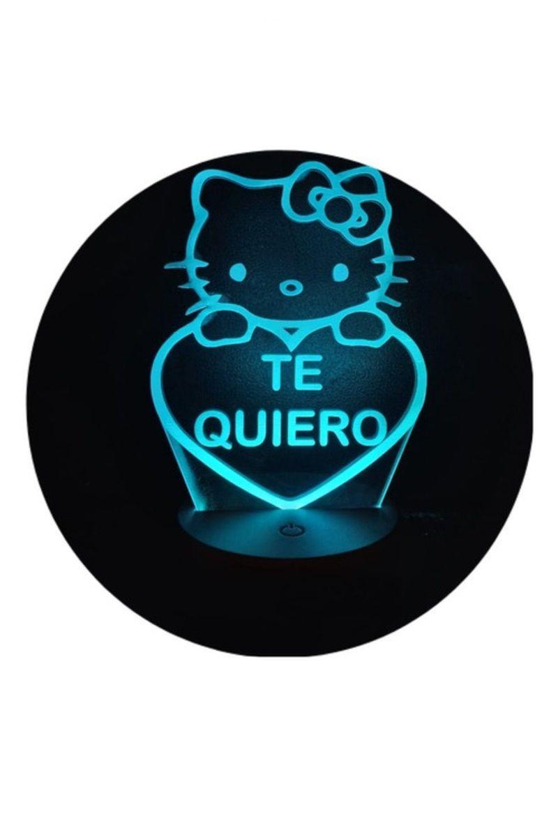 Lámpara Ilusión 3D Hello Kitty Te Quiero 7 Colores-2