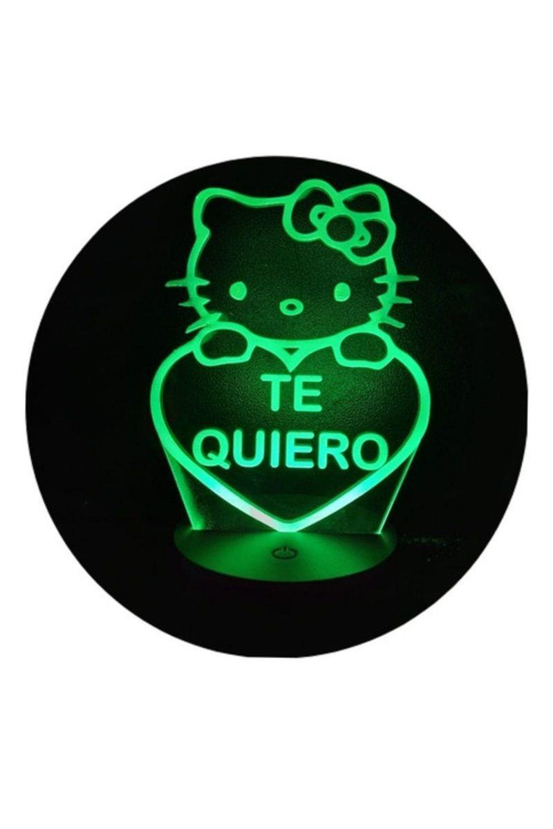 Lámpara Ilusión 3D Hello Kitty Te Quiero 7 Colores-3