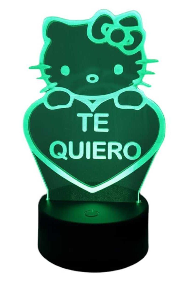 Lámpara Ilusión 3D Hello Kitty Te Quiero 7 Colores-2