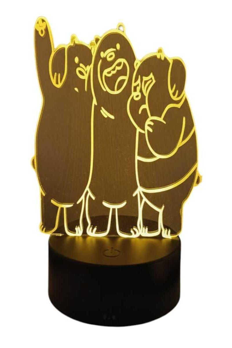 Lámpara Ilusión 3D Osos Escandalosos 7 Colores-2