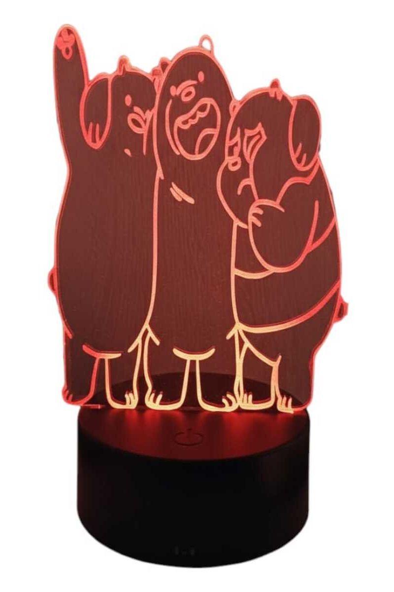 Lámpara Ilusión 3D Osos Escandalosos 7 Colores-3