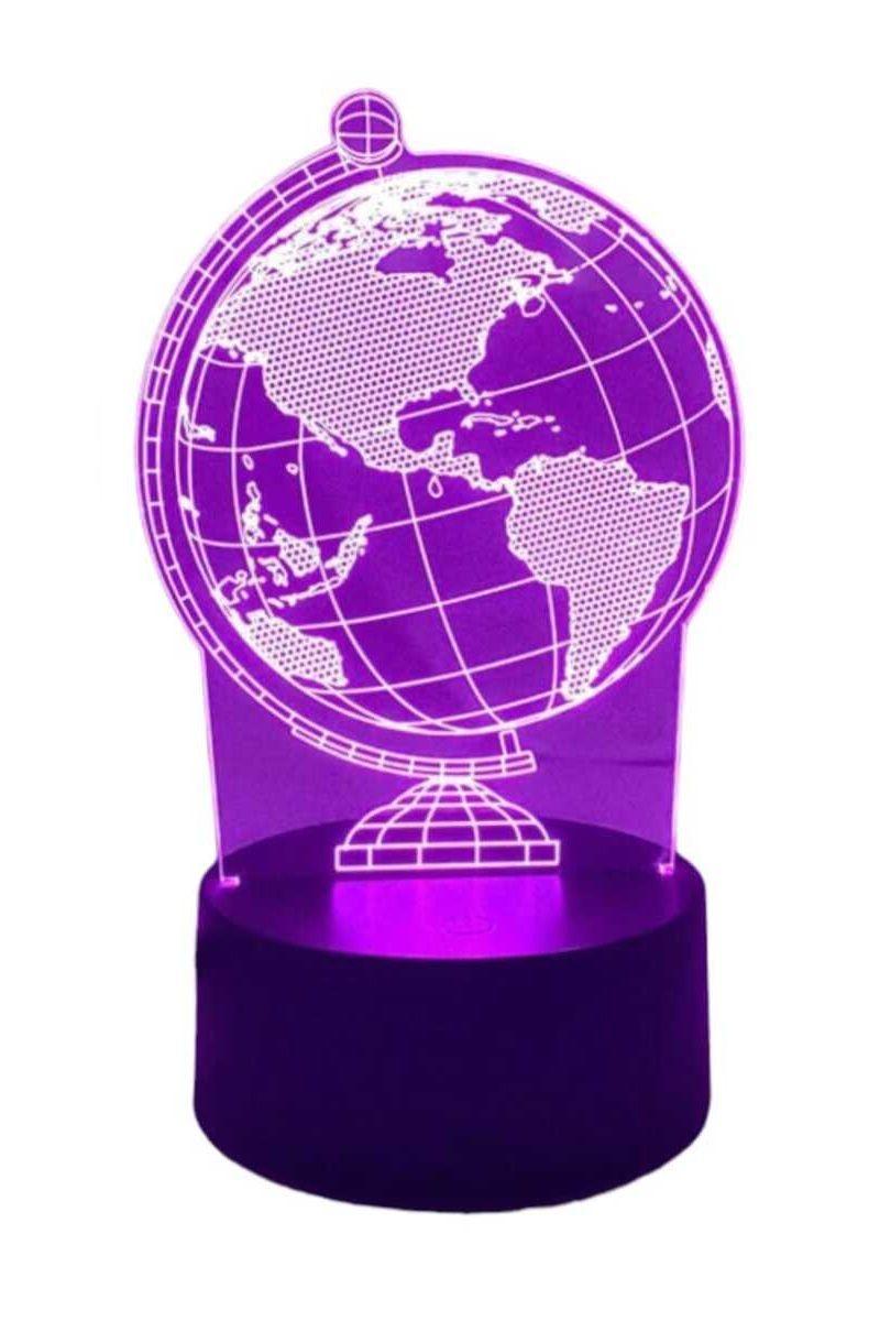 Lámpara Ilusión 3D Globo Terráqueo 7 Colores-2