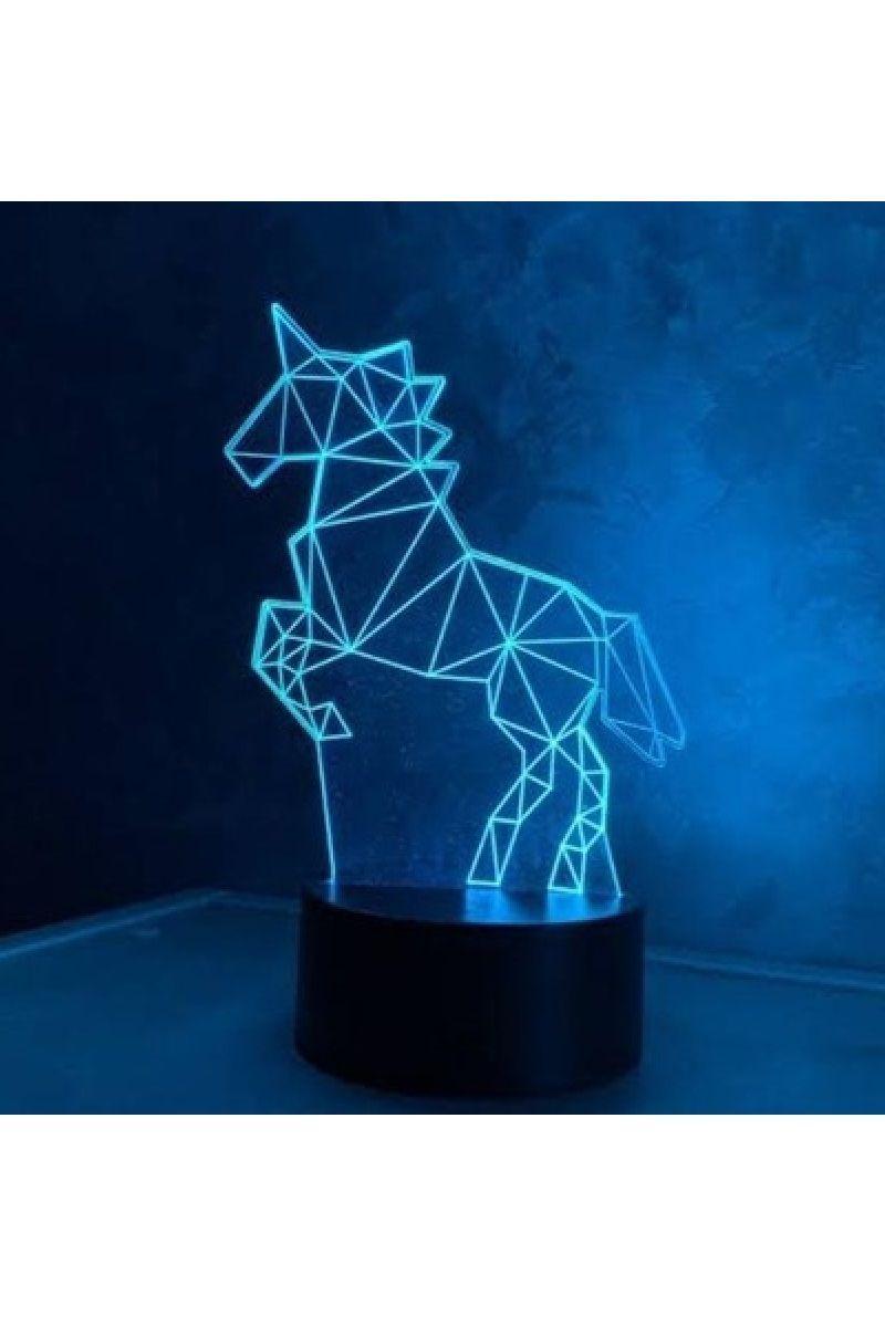 Lámpara Ilusión 3D Unicornio Geométrico 7 Colores-2