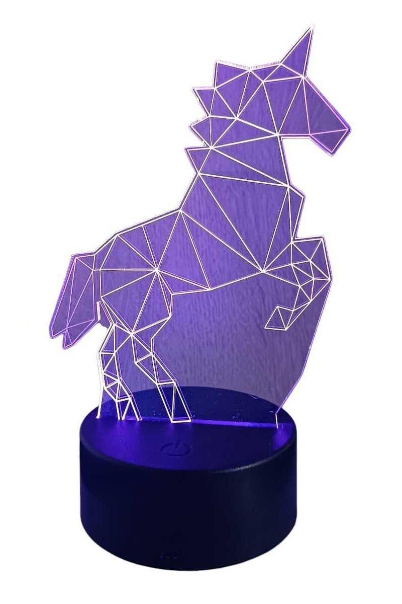 Lámpara Ilusión 3D Unicornio Geométrico 7 Colores-2