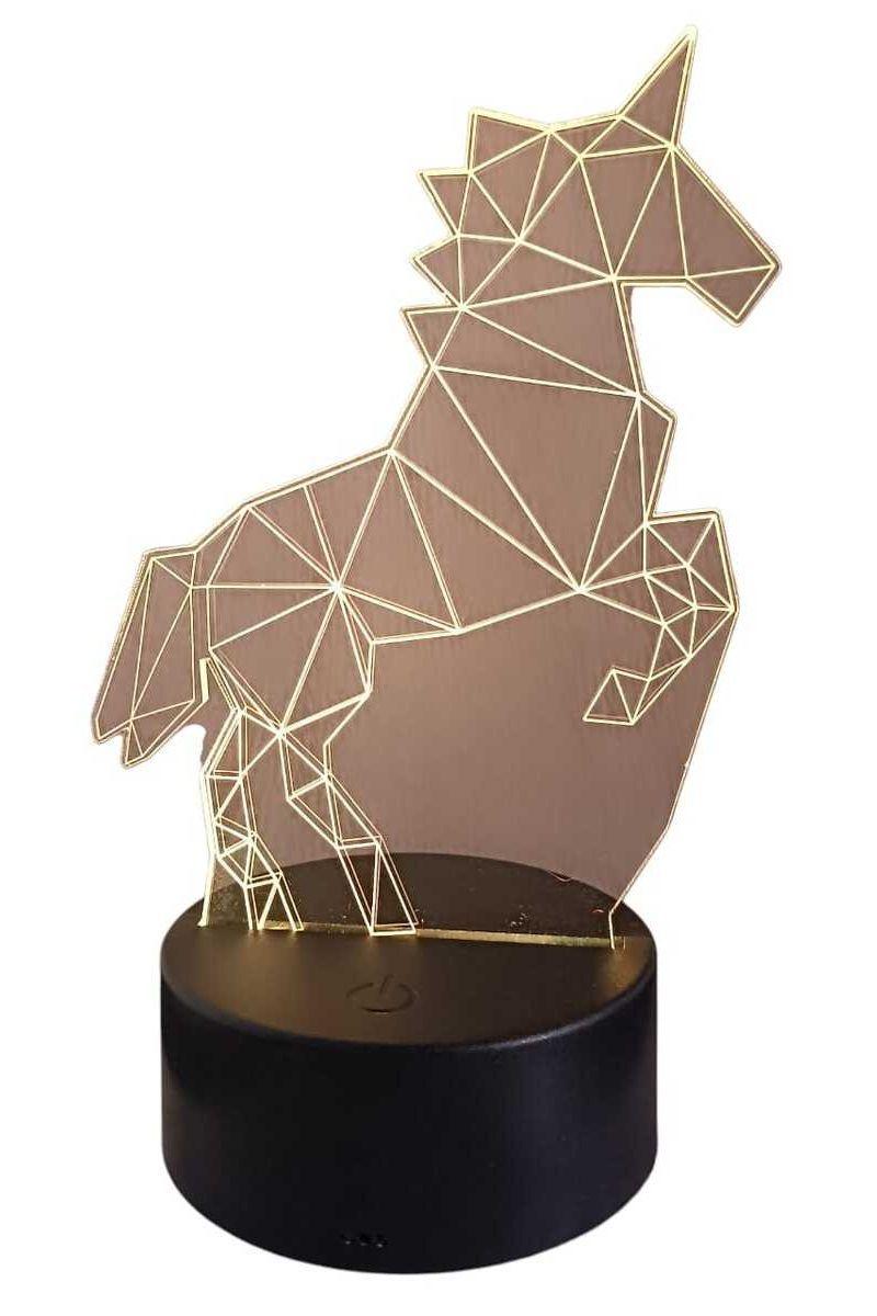 Lámpara Ilusión 3D Unicornio Geométrico 7 Colores-3
