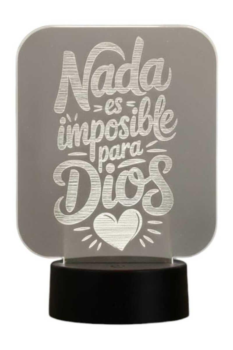 Lámpara Ilusión 3D Frase: Nada es imposible para Dios 7 Colores-2