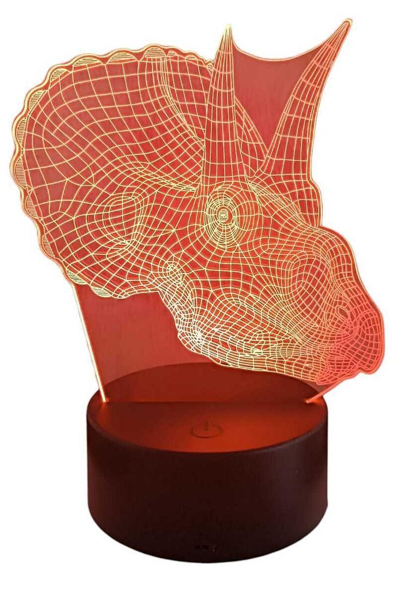 Lámpara Ilusión 3D Dino Triceratops 7 Colores-2