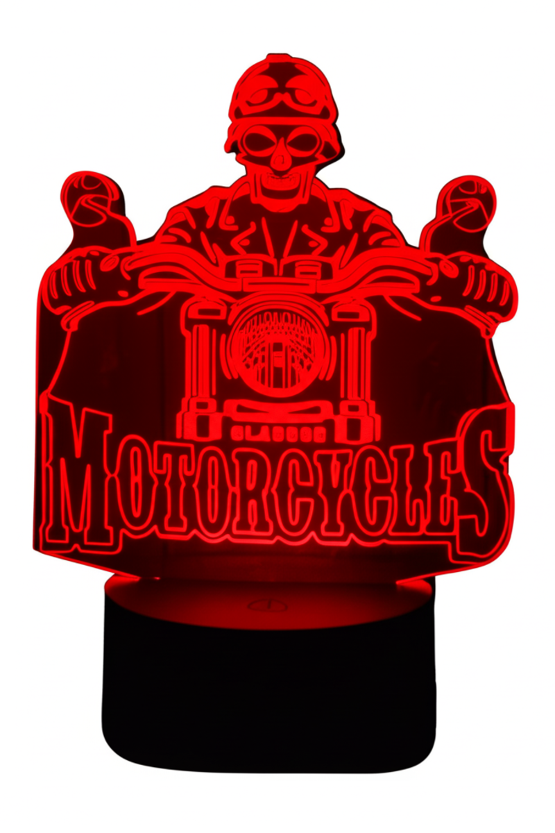 Lámpara Ilusión 3D Motociclista 7 Colores-2