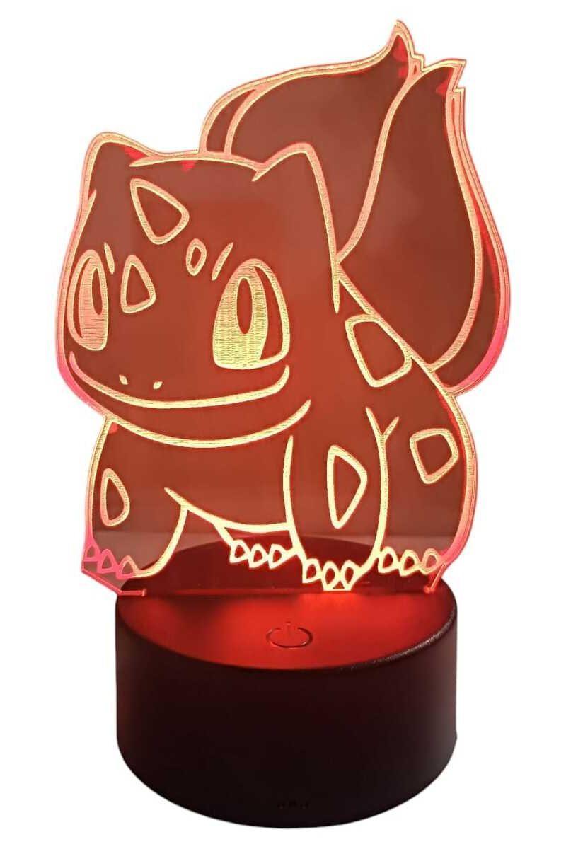 Lámpara Ilusión 3D Bulbasaur 7 Colores-2