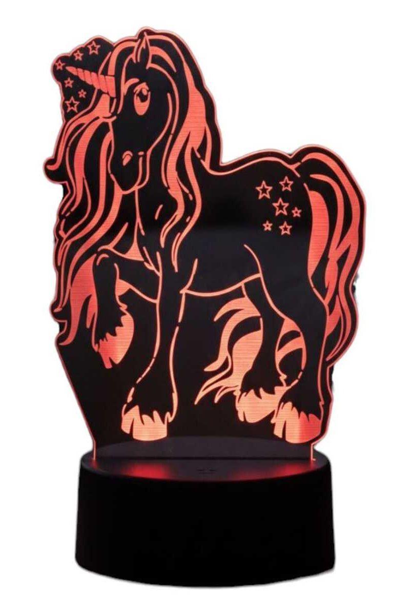 Lámpara Ilusión 3D Unicornio Estrellas 7 Colores-2