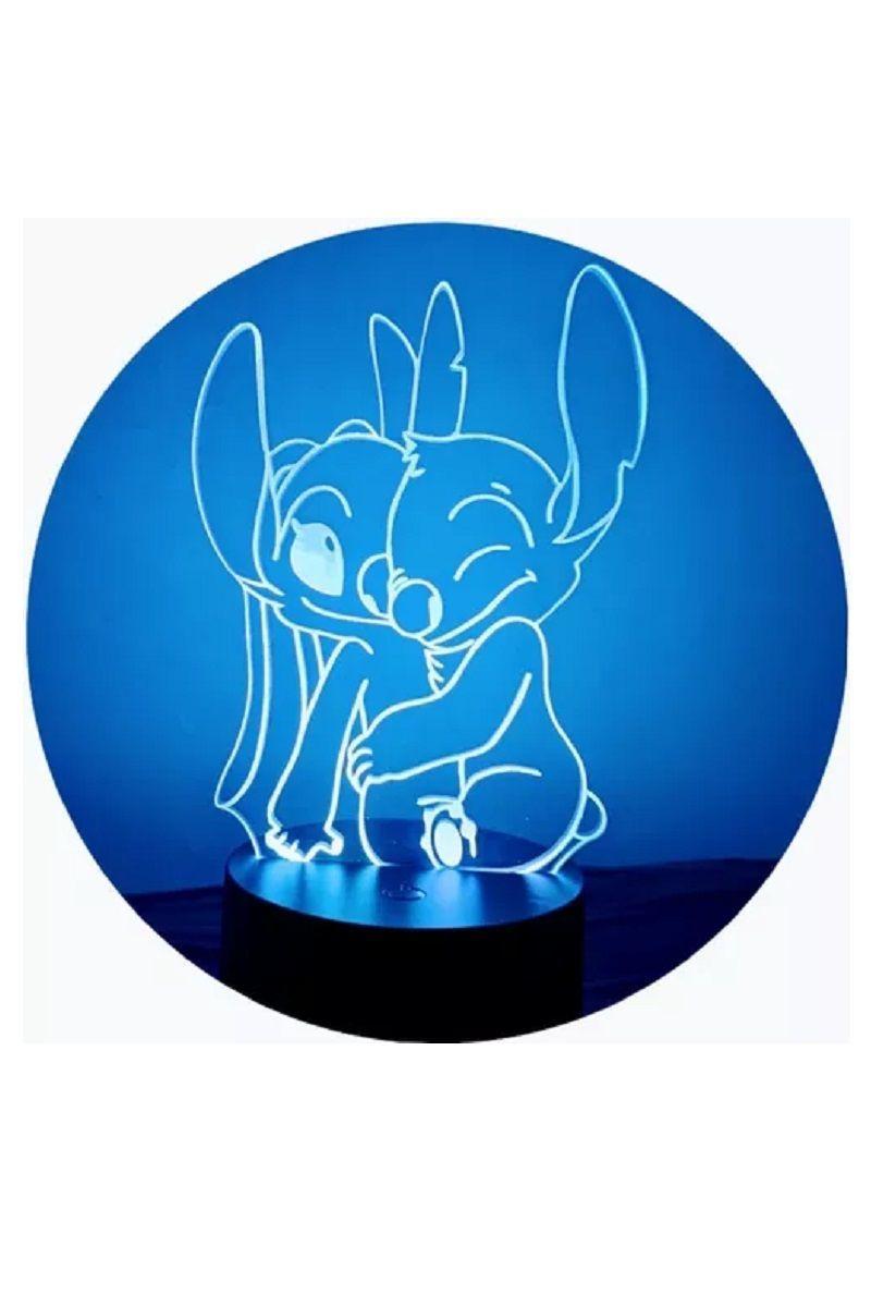 Lámpara Ilusión 3D Stich y Angel 7 Colores-3
