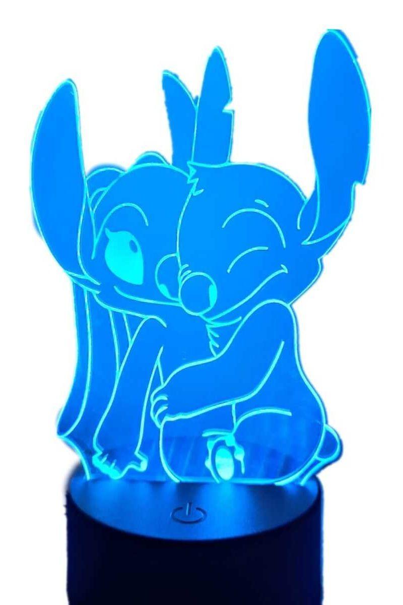 Lámpara Ilusión 3D Stich y Angel 7 Colores-1