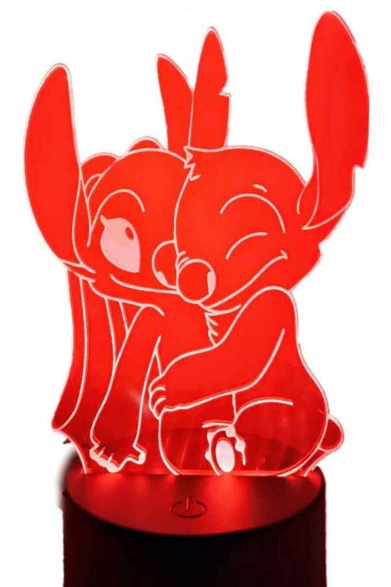 Lámpara Ilusión 3D Stich y Angel 7 Colores-2