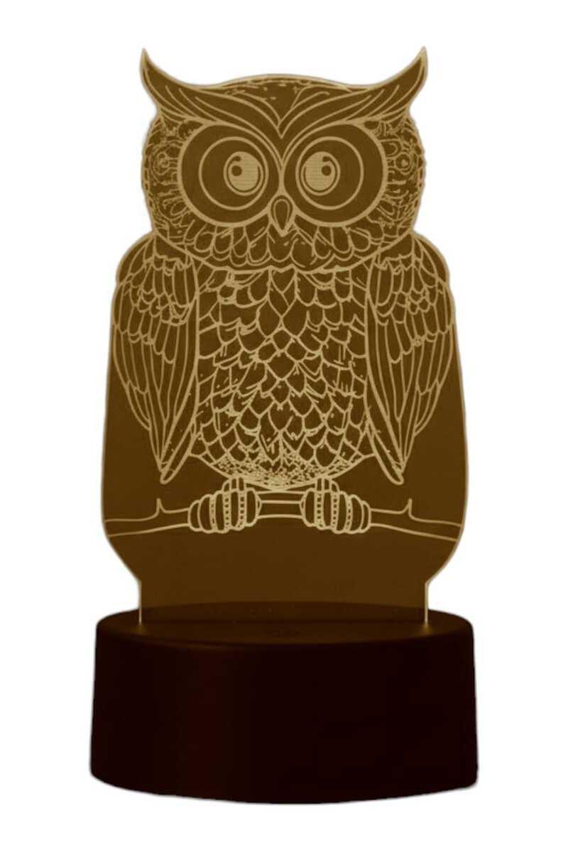 Lámpara Ilusión 3D Búho 7 Colores-2