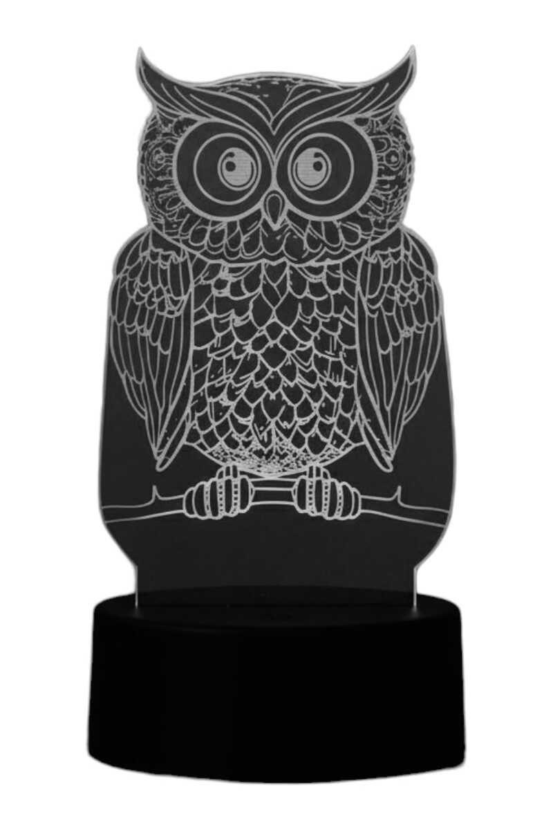 Lámpara Ilusión 3D Búho 7 Colores-3
