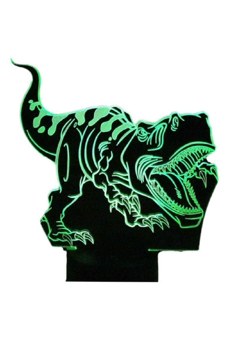 Lámpara Ilusión 3D Dino Tiranosaurio Rex 7 Colores-0