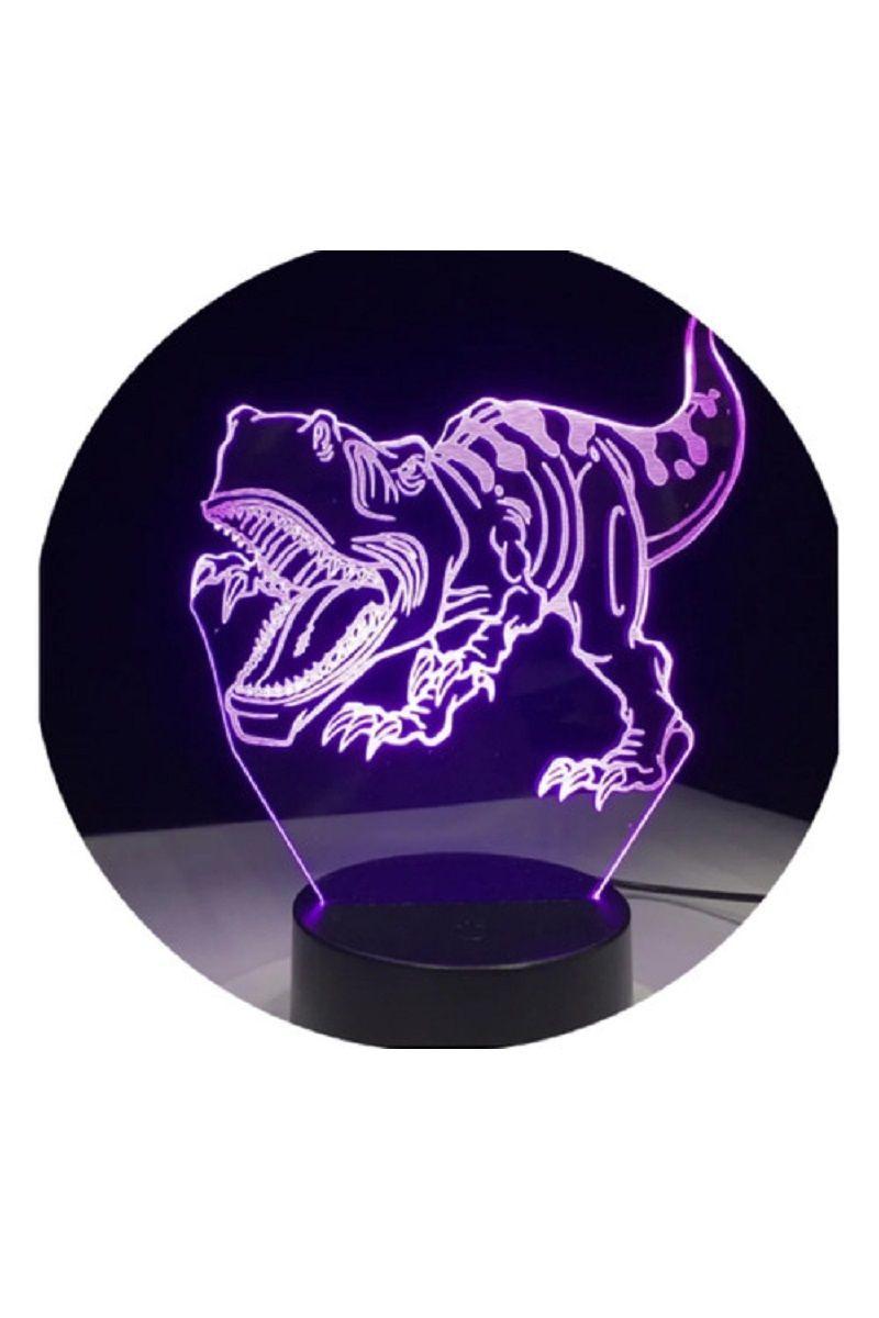 Lámpara Ilusión 3D Dino Tiranosaurio Rex 7 Colores-3
