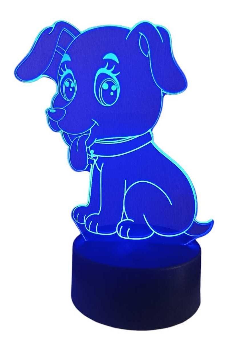 Lámpara Ilusión 3D Cachorro Perro 7 Colores-2