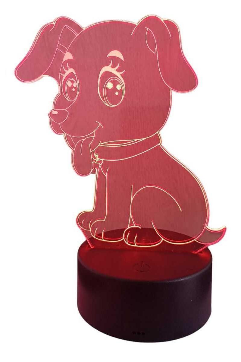 Lámpara Ilusión 3D Cachorro Perro 7 Colores-3
