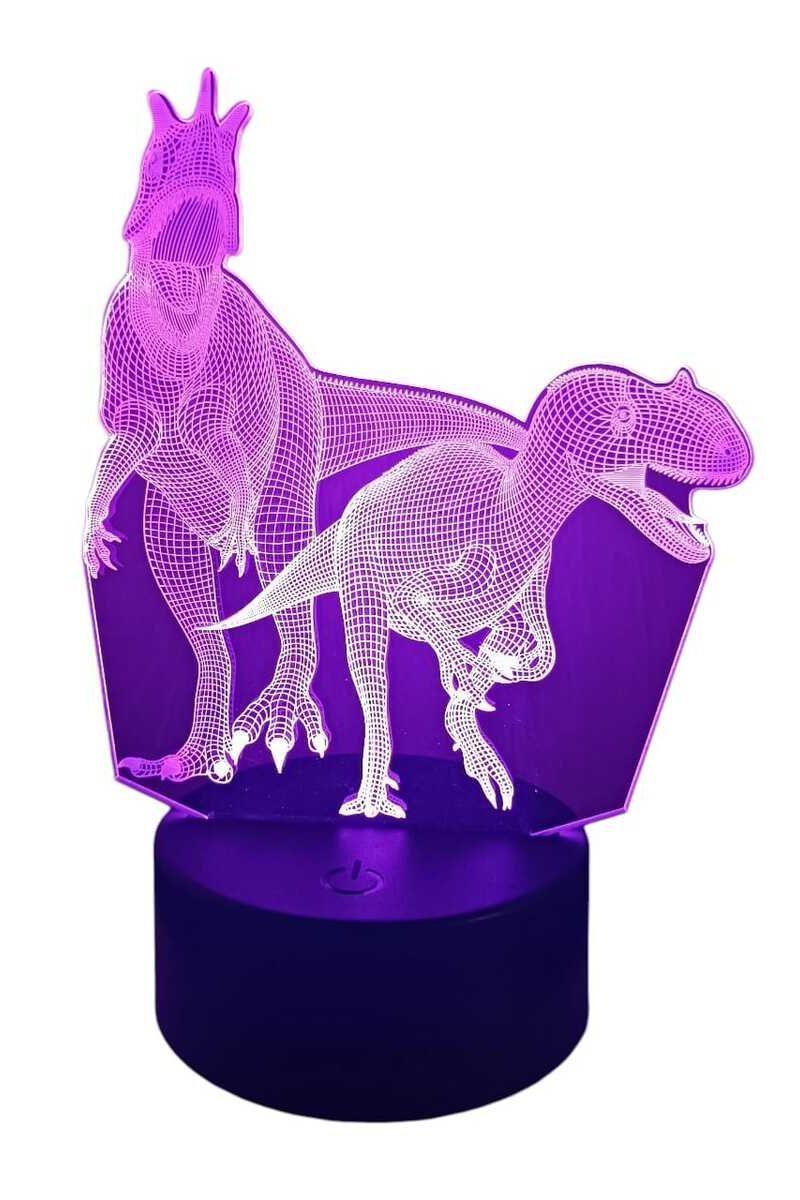 Lámpara Ilusión 3D Pareja de Dinosaurios 7 Colores-2