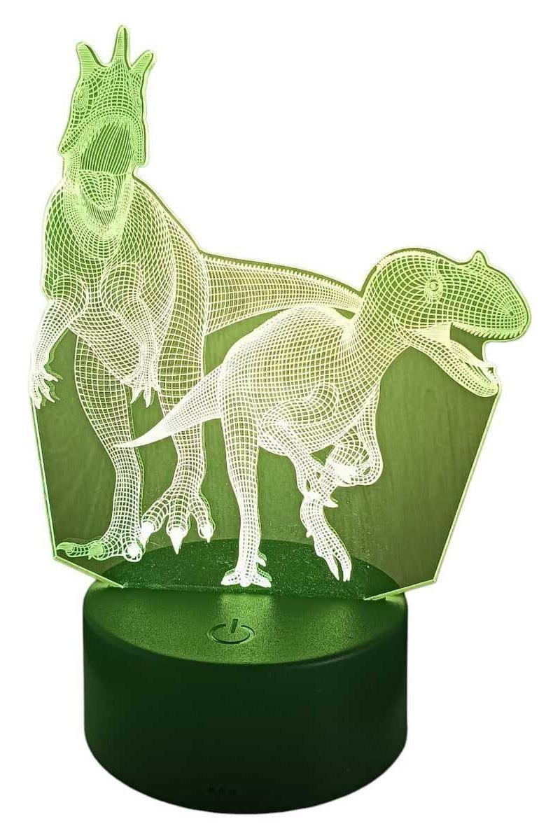 Lámpara Ilusión 3D Pareja de Dinosaurios 7 Colores-3