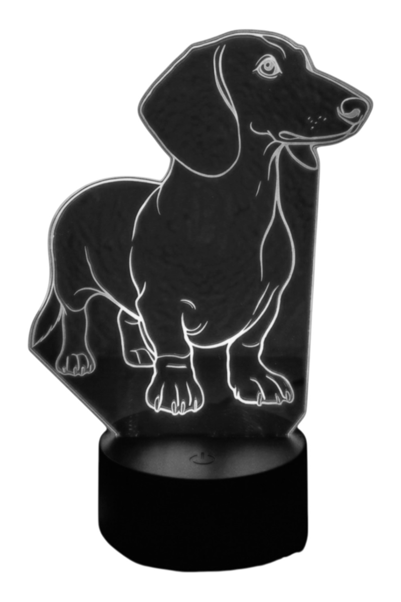 Lámpara Ilusión 3D Perro Salchicha (Dachshund) 7 Colores-2