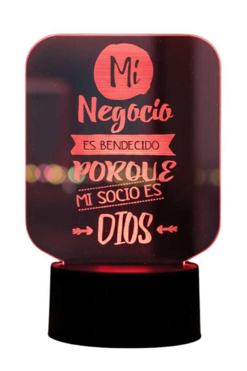 Lámpara Ilusión 3D Frase: Mi negocio es bendecido... 7 Colores-3