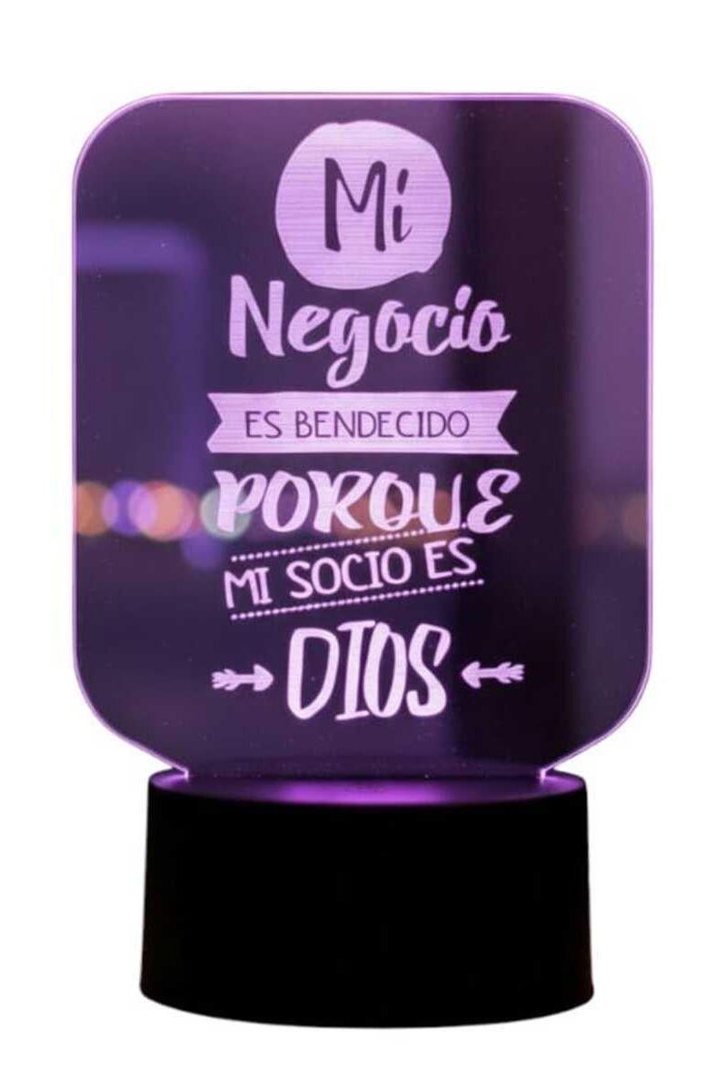 Lámpara Ilusión 3D Frase: Mi negocio es bendecido... 7 Colores-4