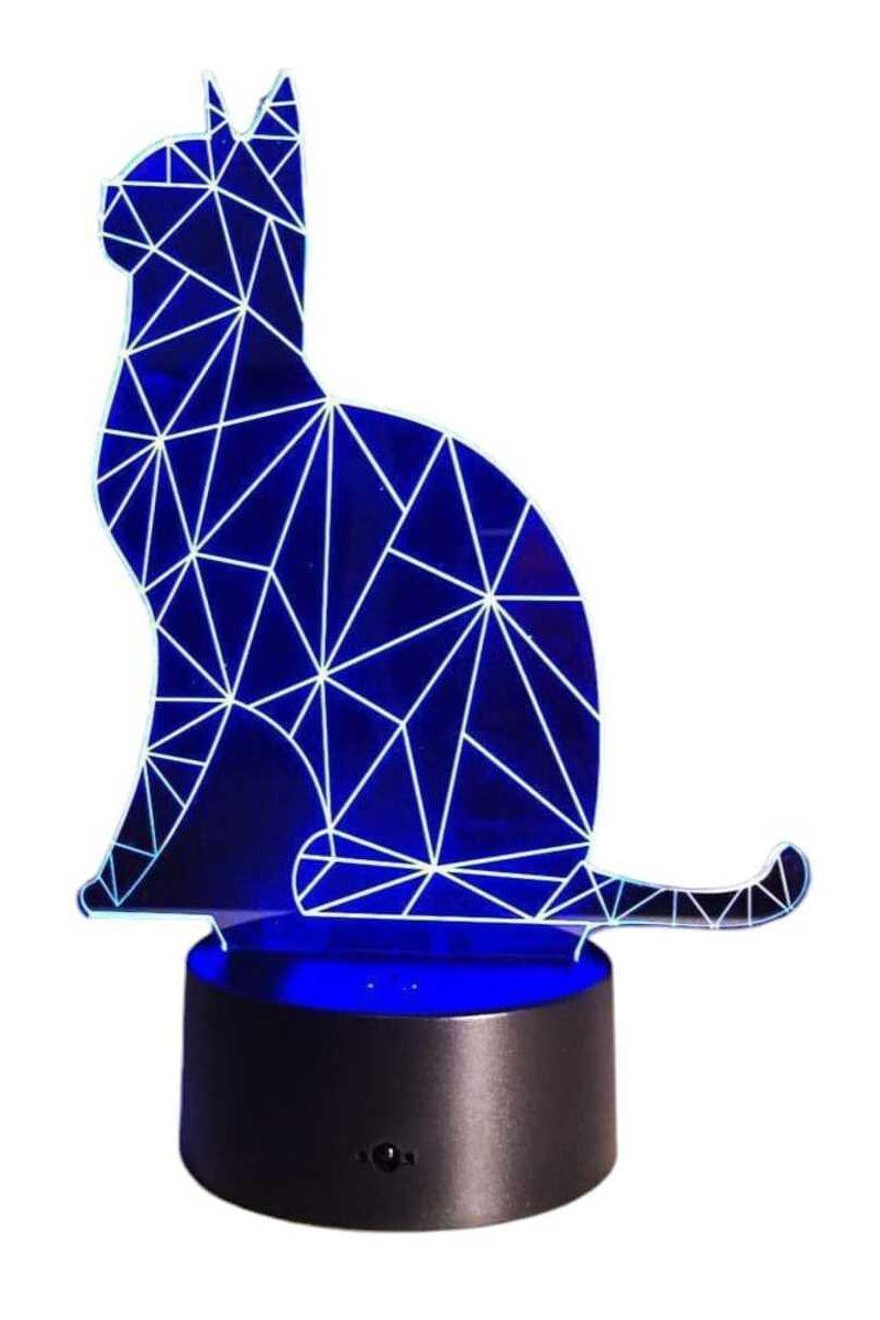 Lámpara Ilusión 3D Gato Geométrico 7 Colores-2
