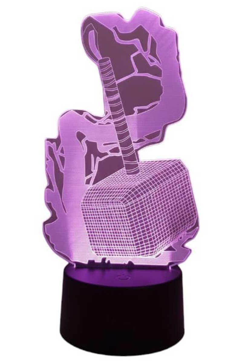 Lámpara Ilusión 3D Martillo de Thor 7 Colores-2