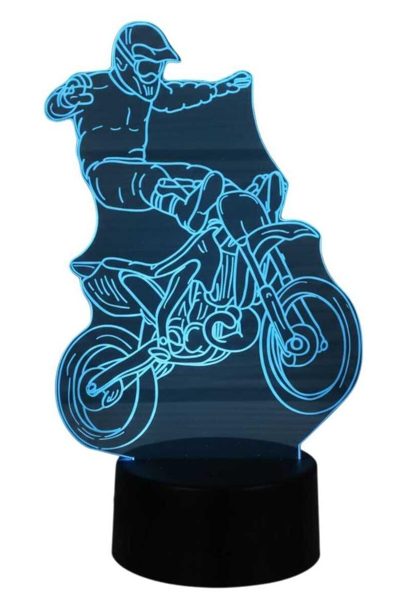 Lámpara Ilusión 3D Motocross Pies 7 Colores-3