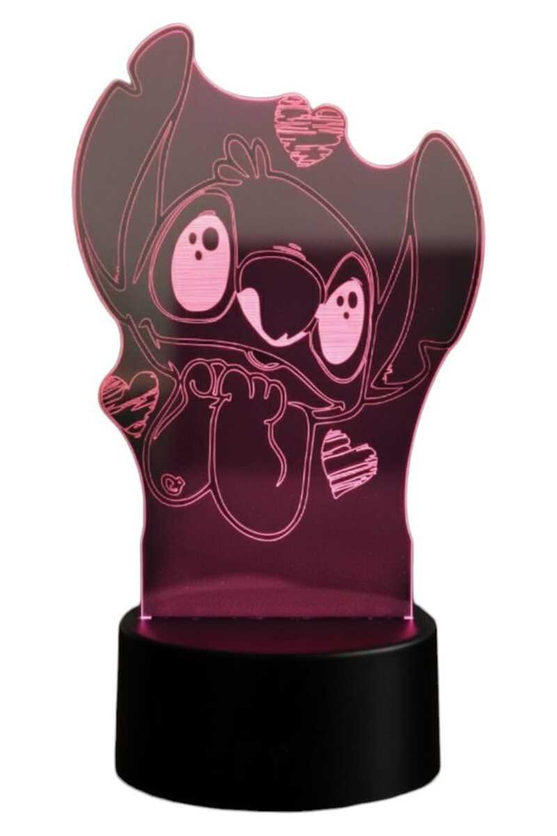 Lámpara Ilusión 3D Stich Enamorado 7 Colores-2