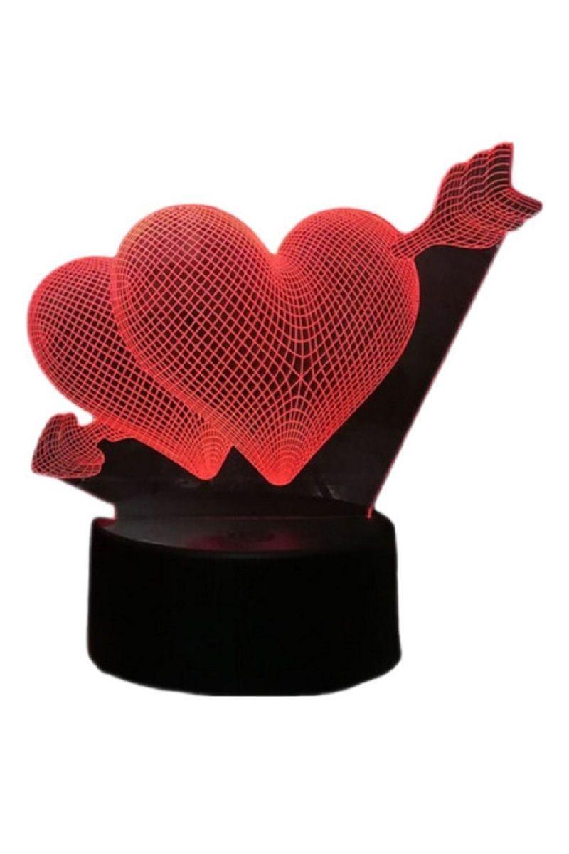 Lámpara Ilusión 3D Corazón Flechado 7 Colores-0