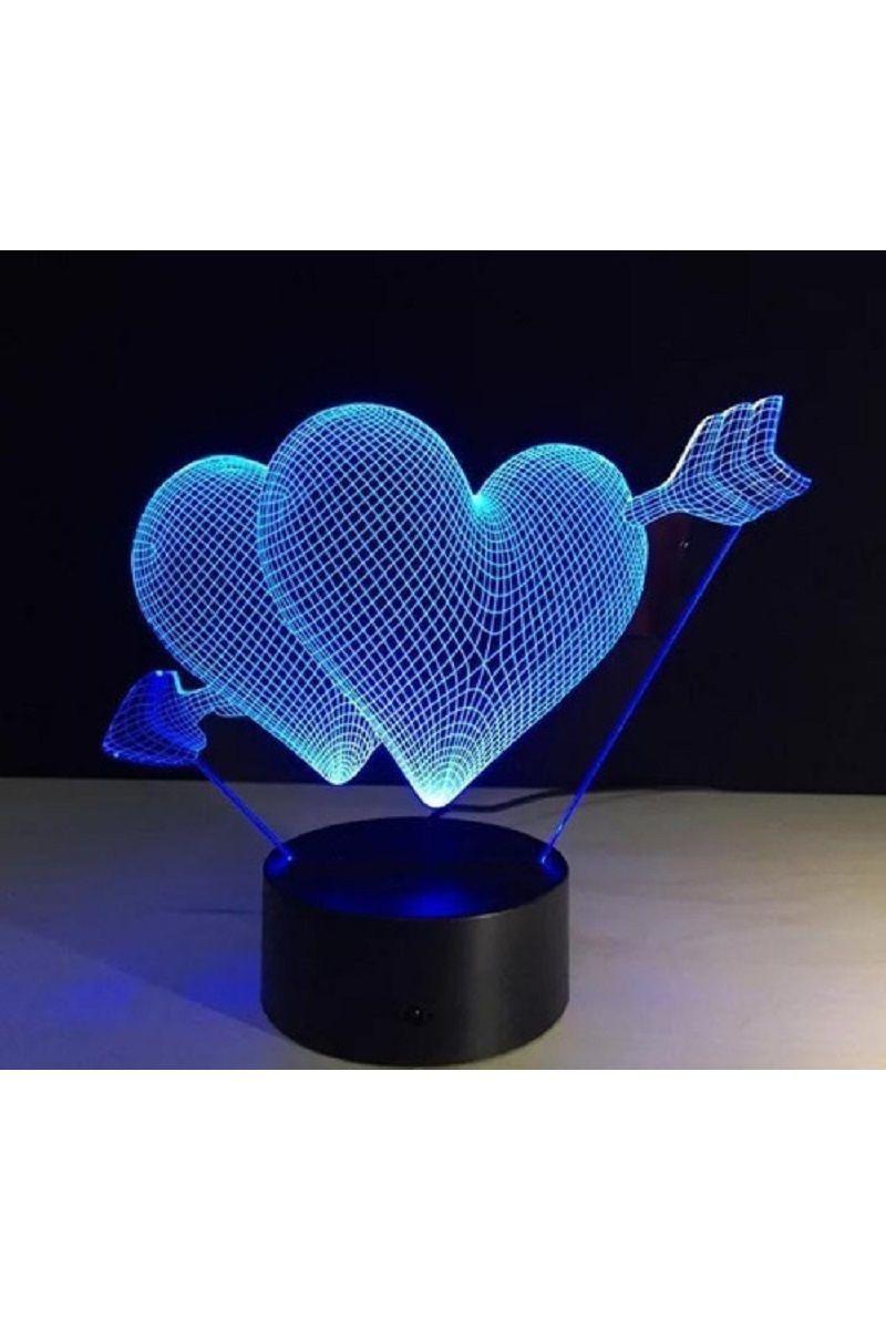 Lámpara Ilusión 3D Corazón Flechado 7 Colores-1