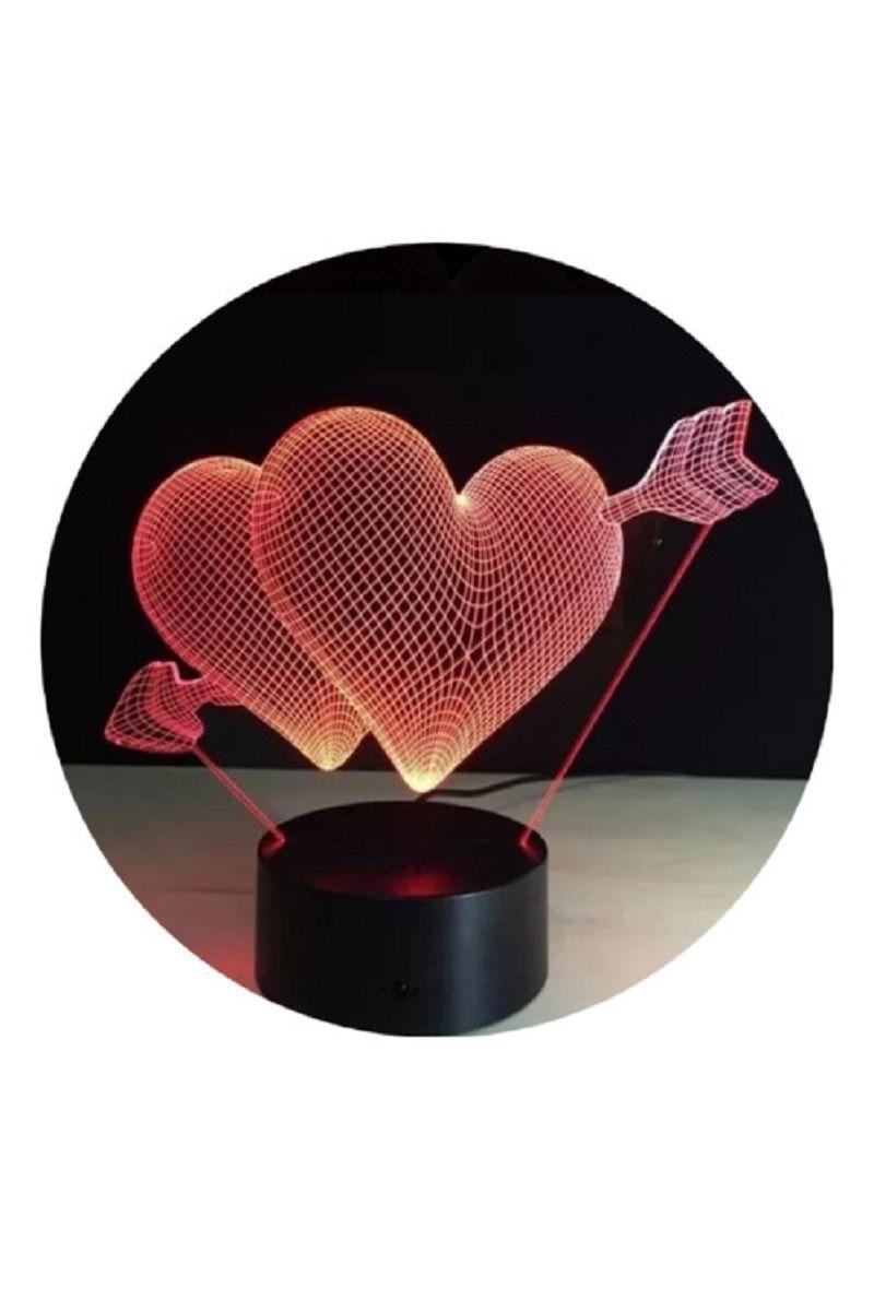 Lámpara Ilusión 3D Corazón Flechado 7 Colores-3