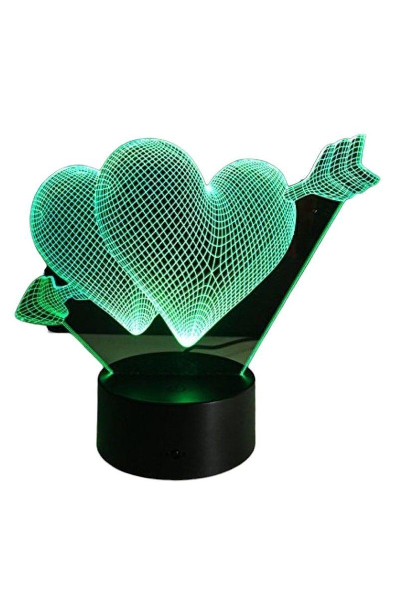 Lámpara Ilusión 3D Corazón Flechado 7 Colores-2