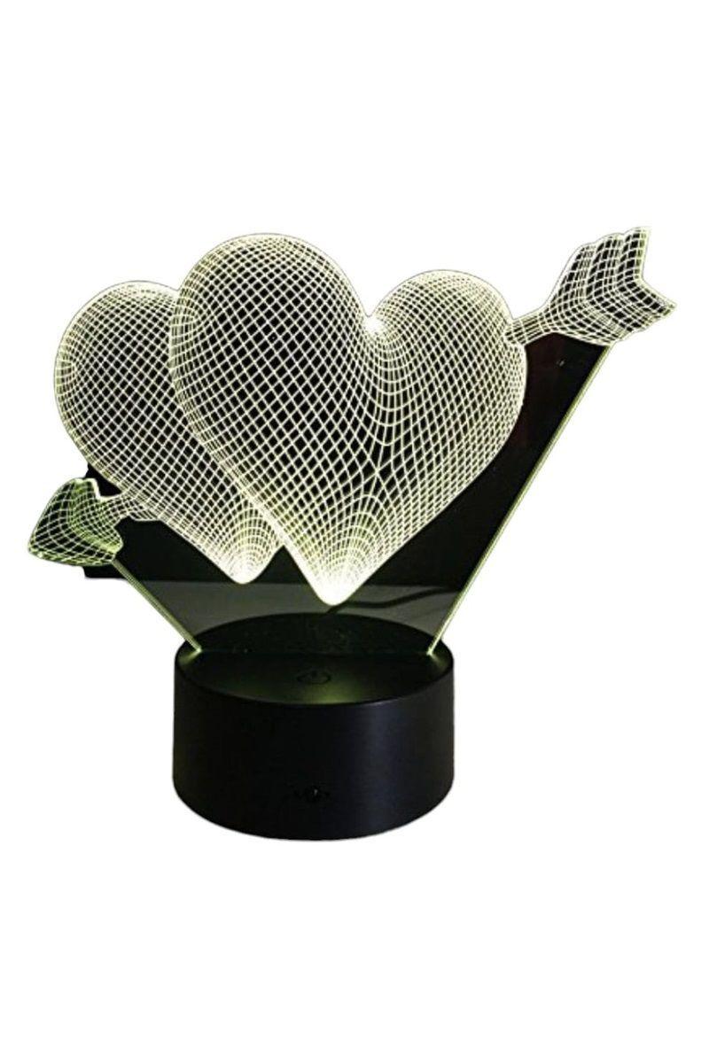 Lámpara Ilusión 3D Corazón Flechado 7 Colores-3