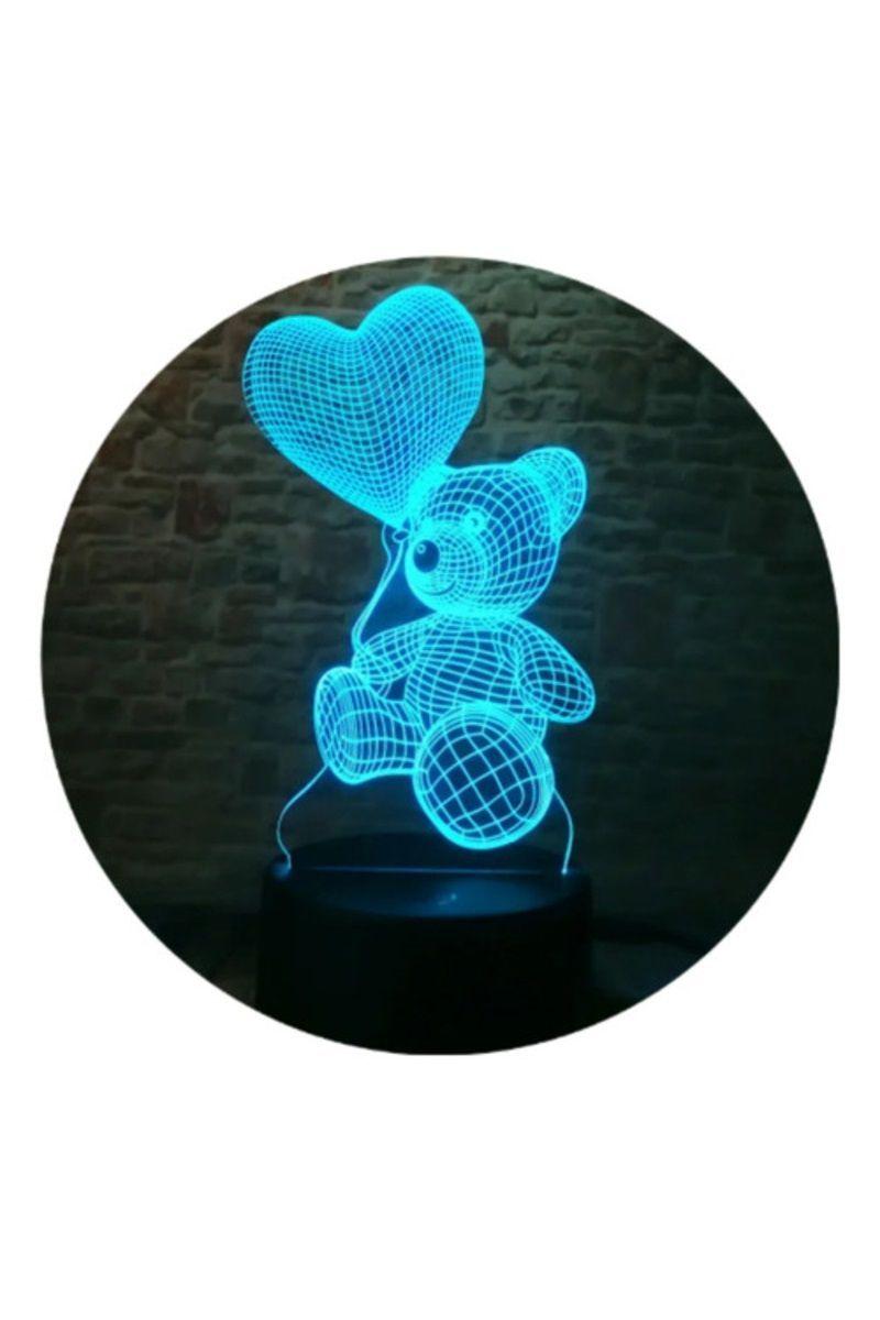Lámpara Ilusión 3D Oso con Globo en la Mano 7 Colores-3