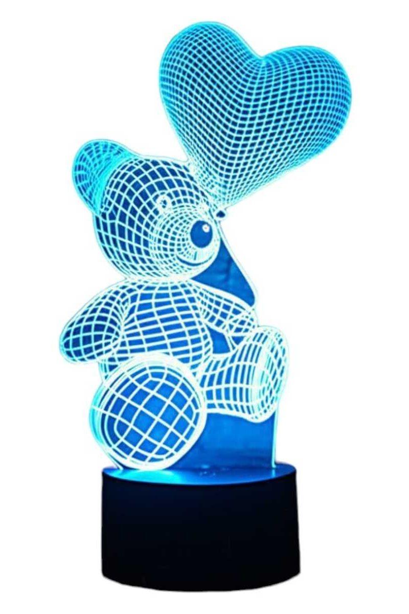 Lámpara Ilusión 3D Oso con Globo en la Mano 7 Colores-2