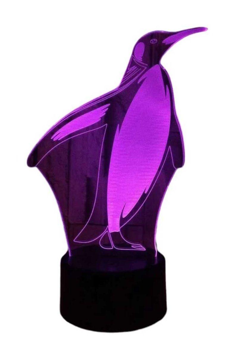 Lámpara Ilusión 3D Pingüino 7 Colores-2