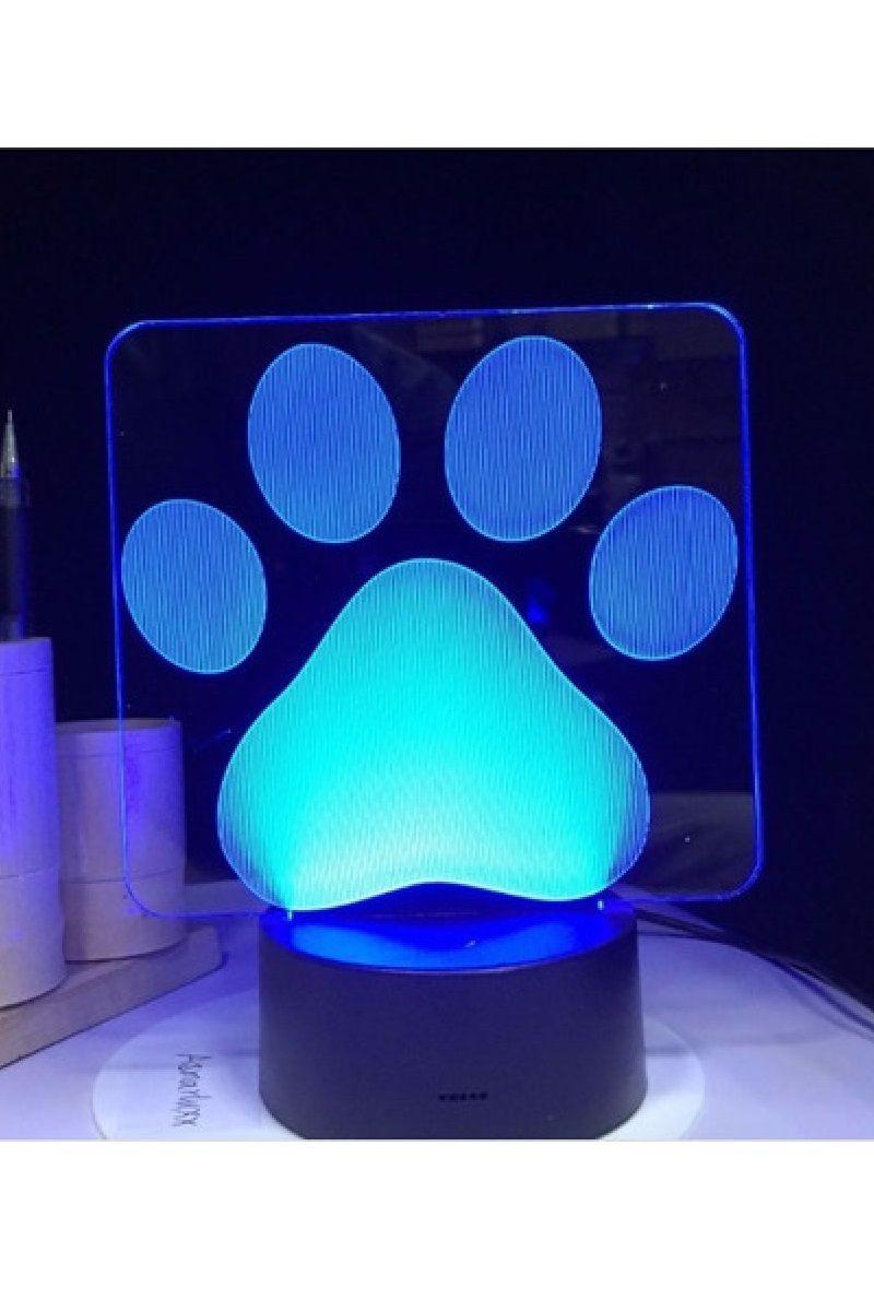 Lámpara Ilusión 3D Huella de Perro 7 Colores-1