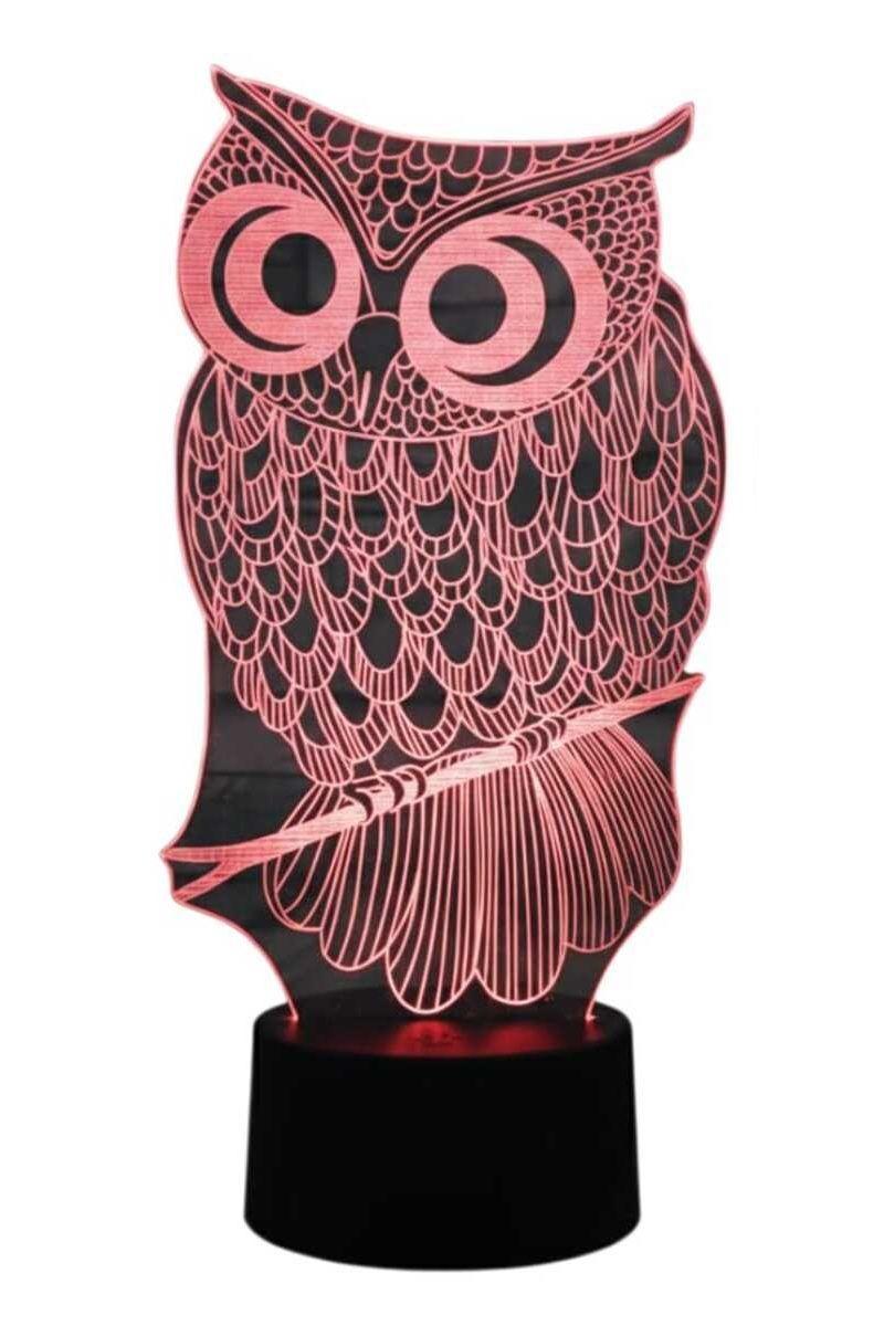 Lámpara Ilusión 3D Búho II 7 Colores-2