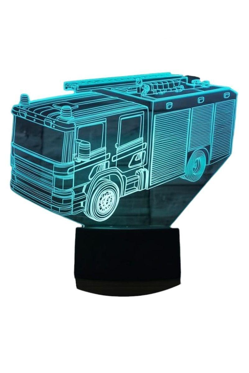 Lámpara Ilusión 3D Camión de Bomberos 7 Colores-2