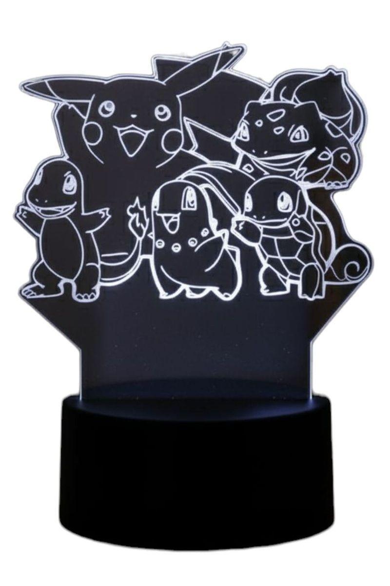 Lámpara Ilusión 3D Pokemon Grupo 7 Colores-2