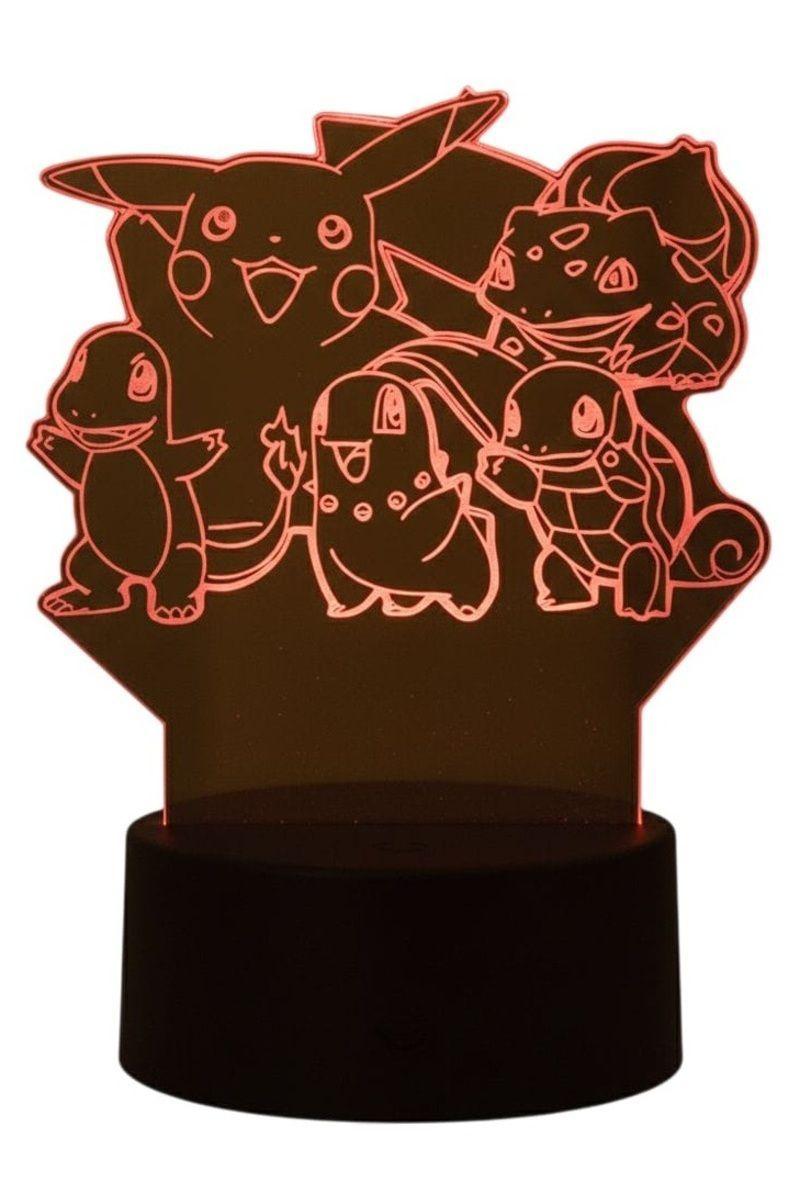 Lámpara Ilusión 3D Pokemon Grupo 7 Colores-3