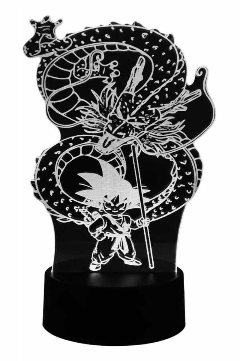 Lámpara Ilusión 3D Shenlong y Goku 7 Colores-3