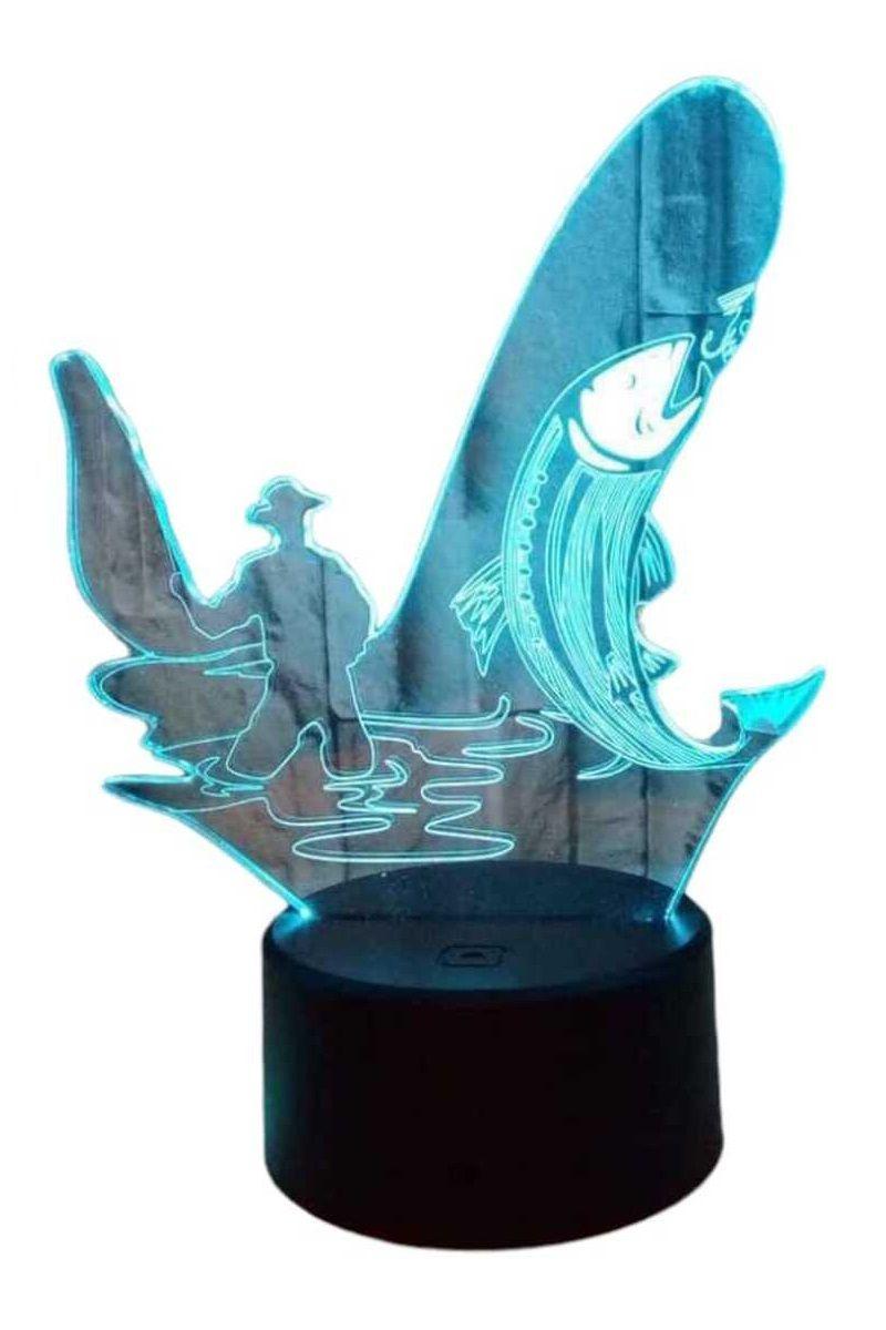 Lámpara Ilusión 3D Pescador 7 Colores-2