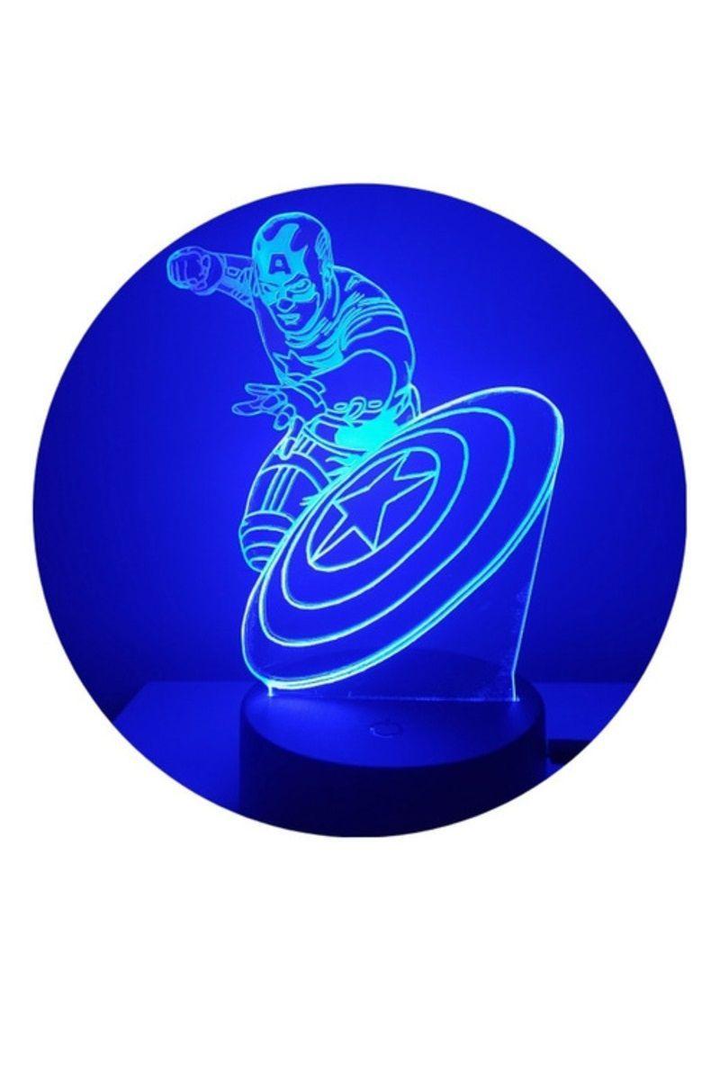 Lámpara Ilusión 3D Capitán América 7 Colores-4