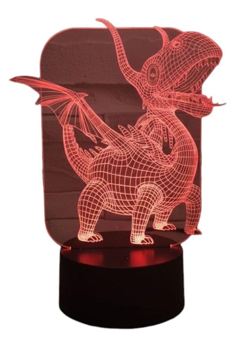 Lámpara Ilusión 3D Dragón 7 Colores-2