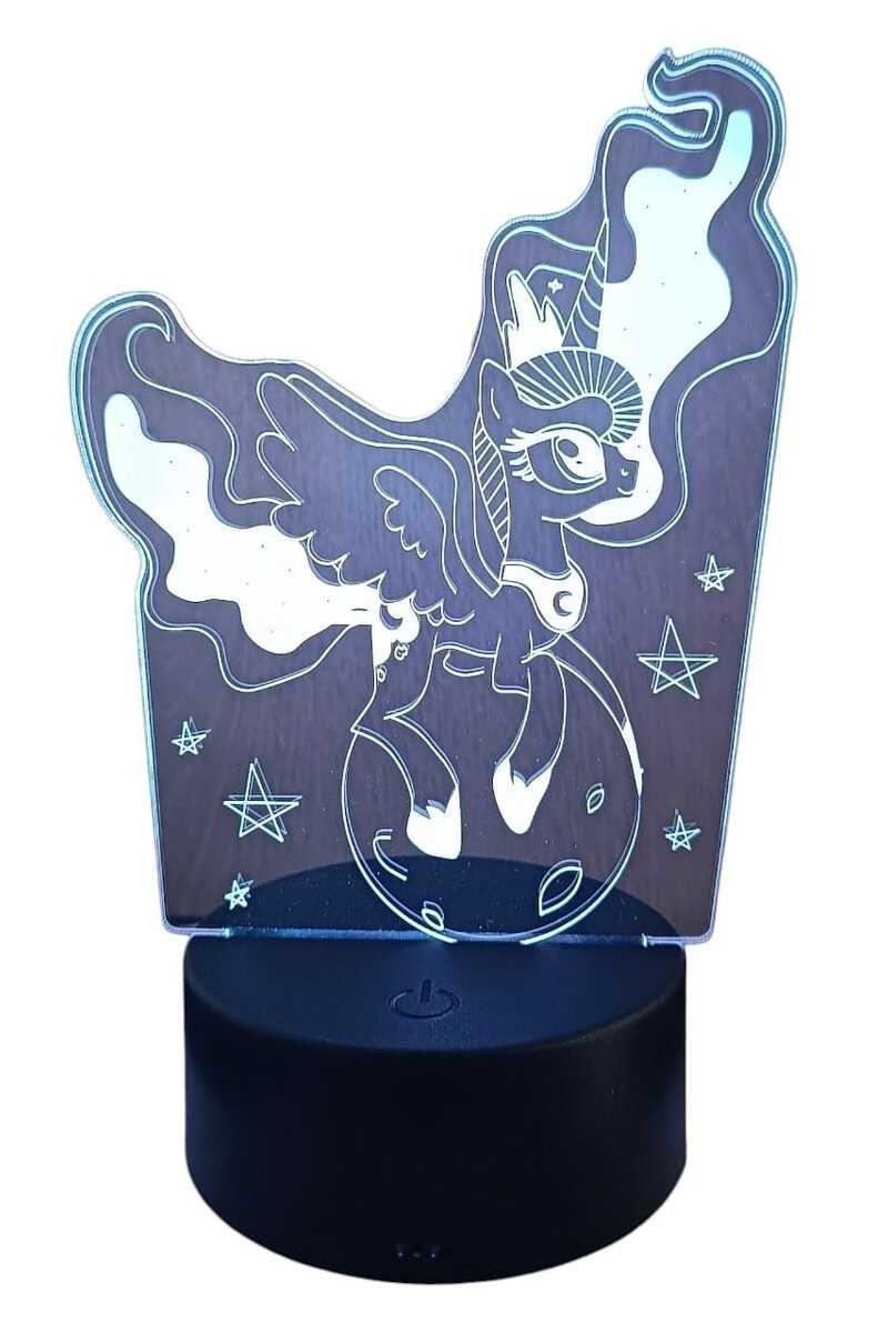 Lámpara Ilusión 3D Unicornio en el Mundo 7 Colores-3